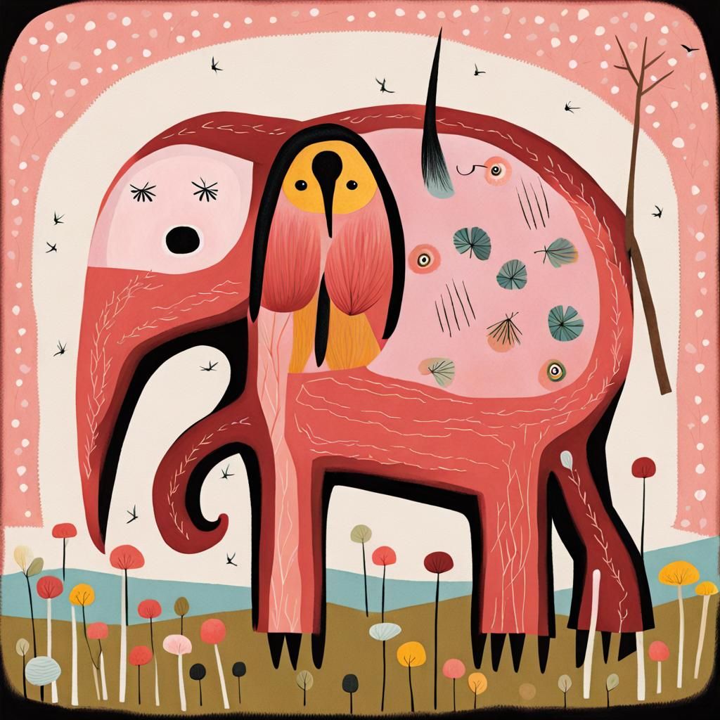 Girl in Art Brut Style Illustration