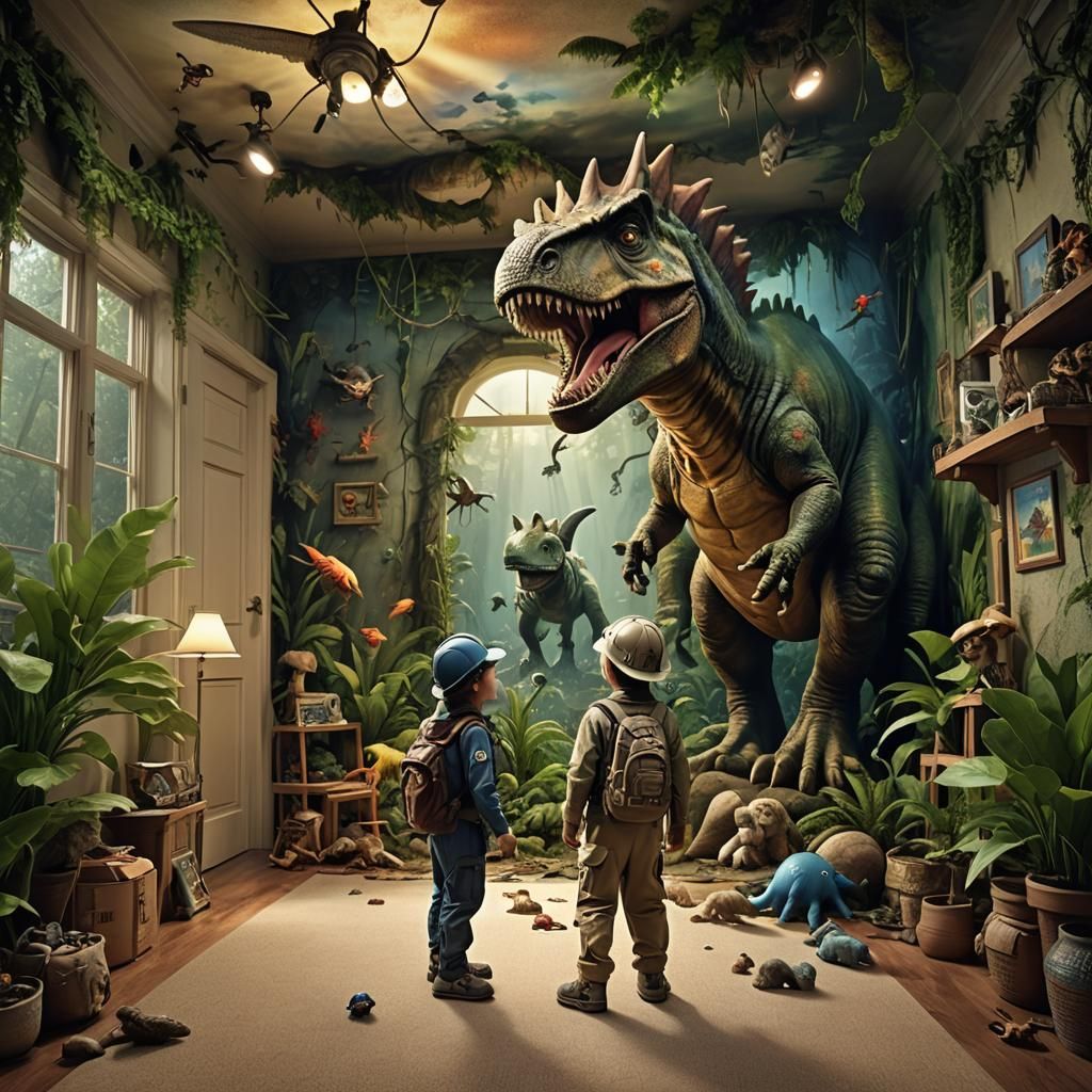 Jurassic Jungle Kid's Room Digital Matte Painting