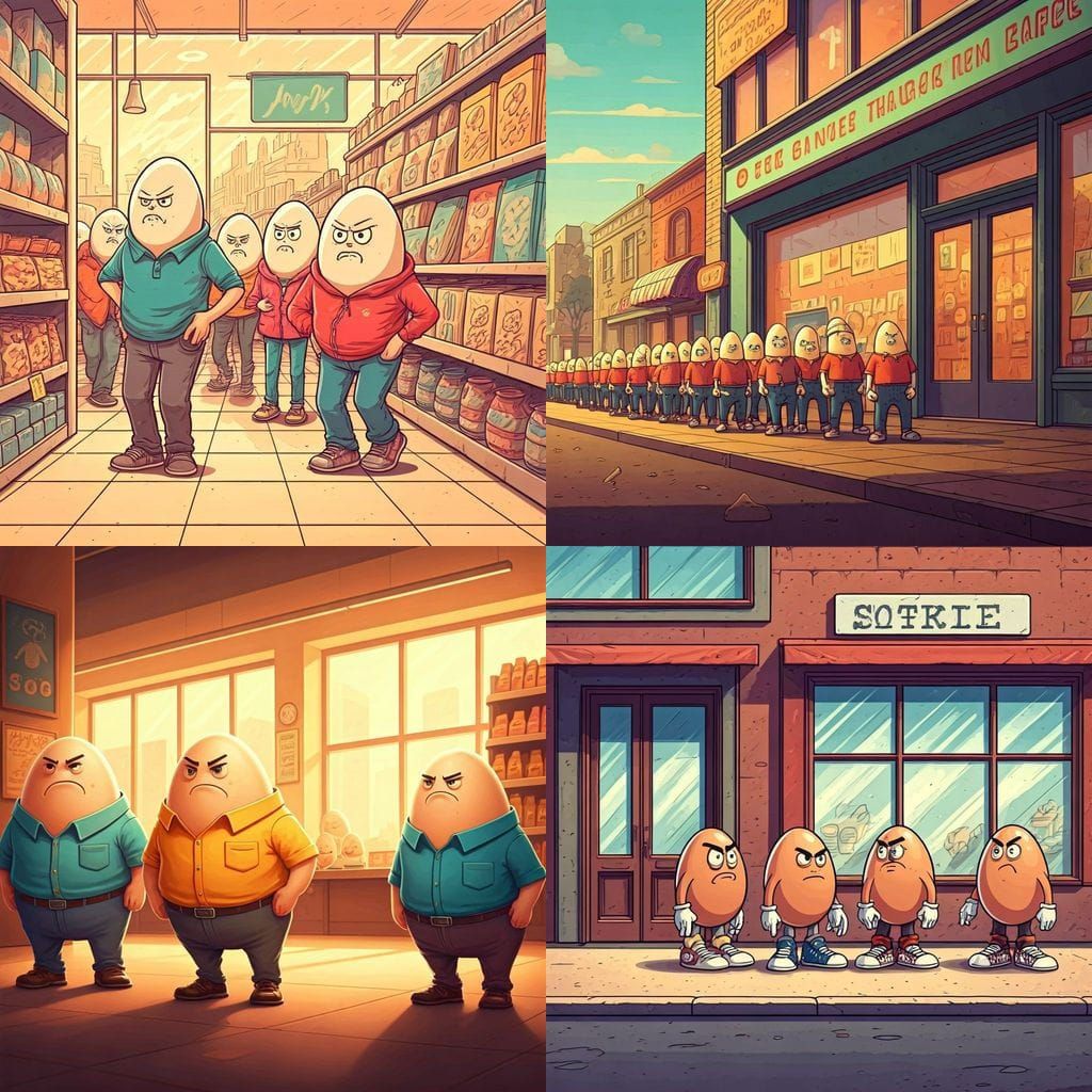 Eggs in Line: Annoying Store Queue Illustration
