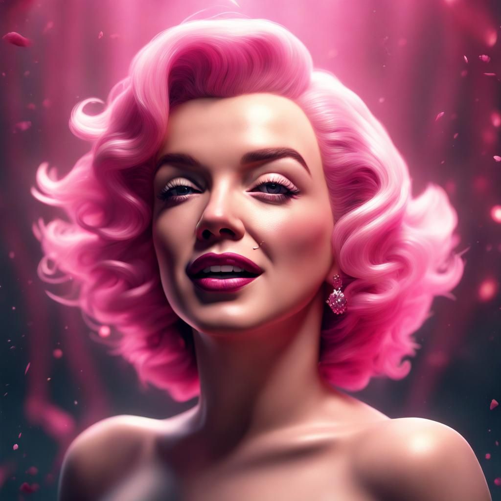 Marilyn Monroe with Pink Hair: Detailed Digital Painting