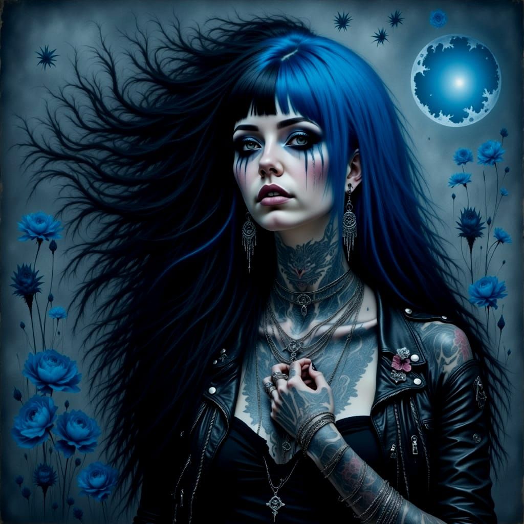 Scruffy Goth Blue Girl