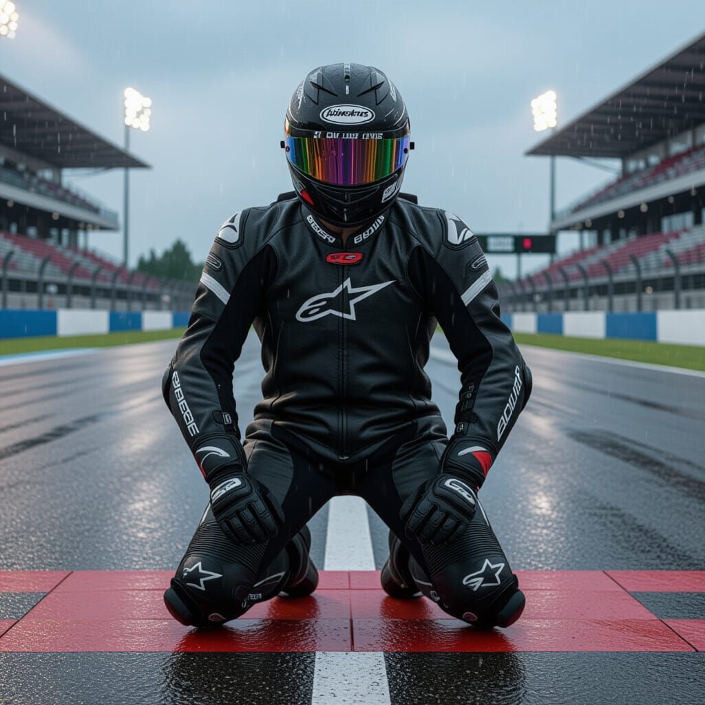 Motorcycle Racer at Starting Line