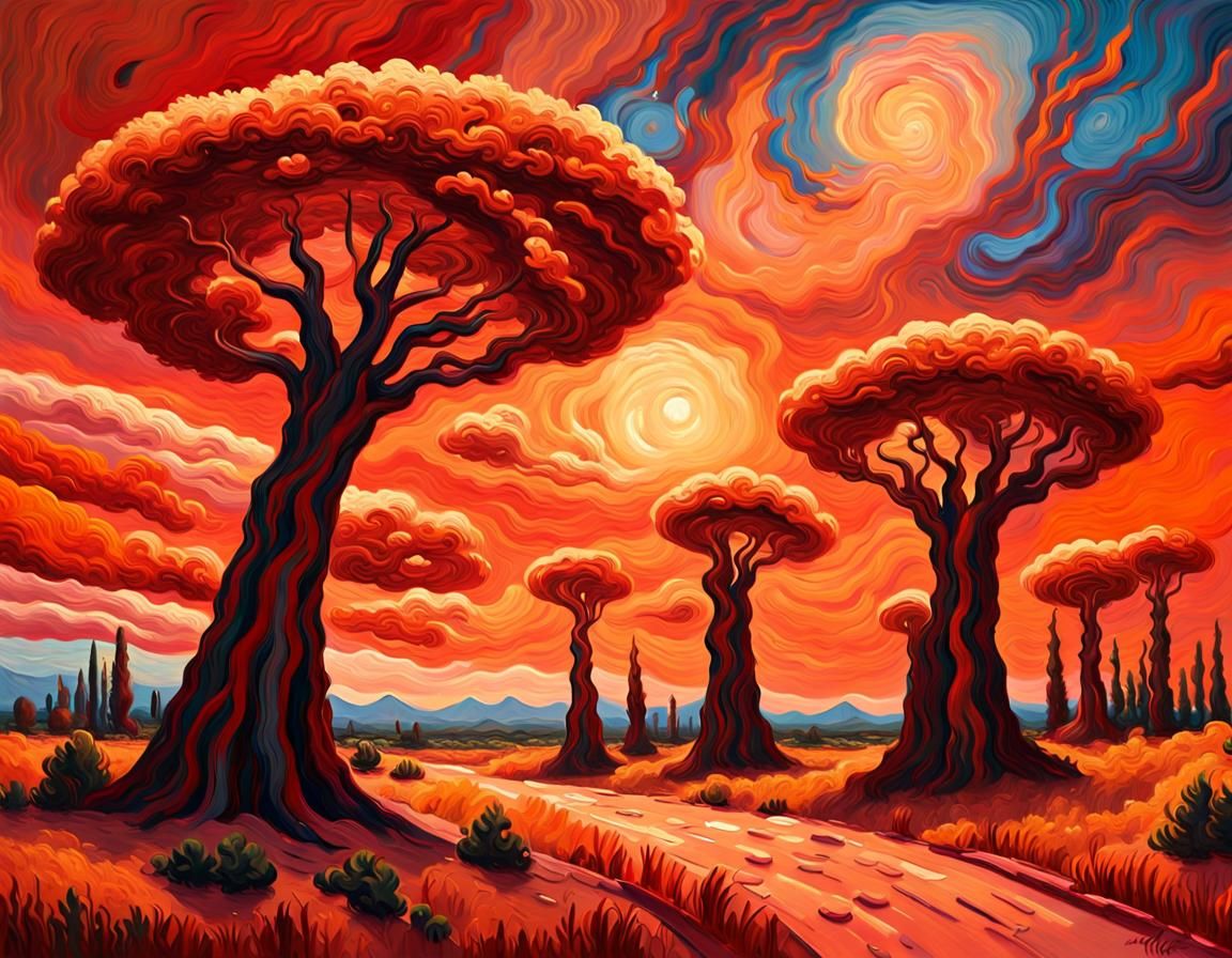 Martian Cityscape in Impressionist Style