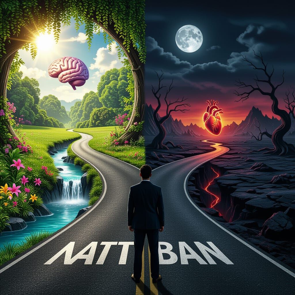 Fork in the Road: A Digital Painting of Choice