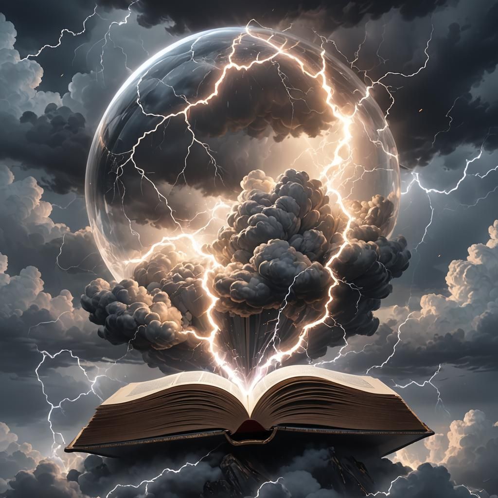 Epic Open Book with Cloud Bubble, Anime Style