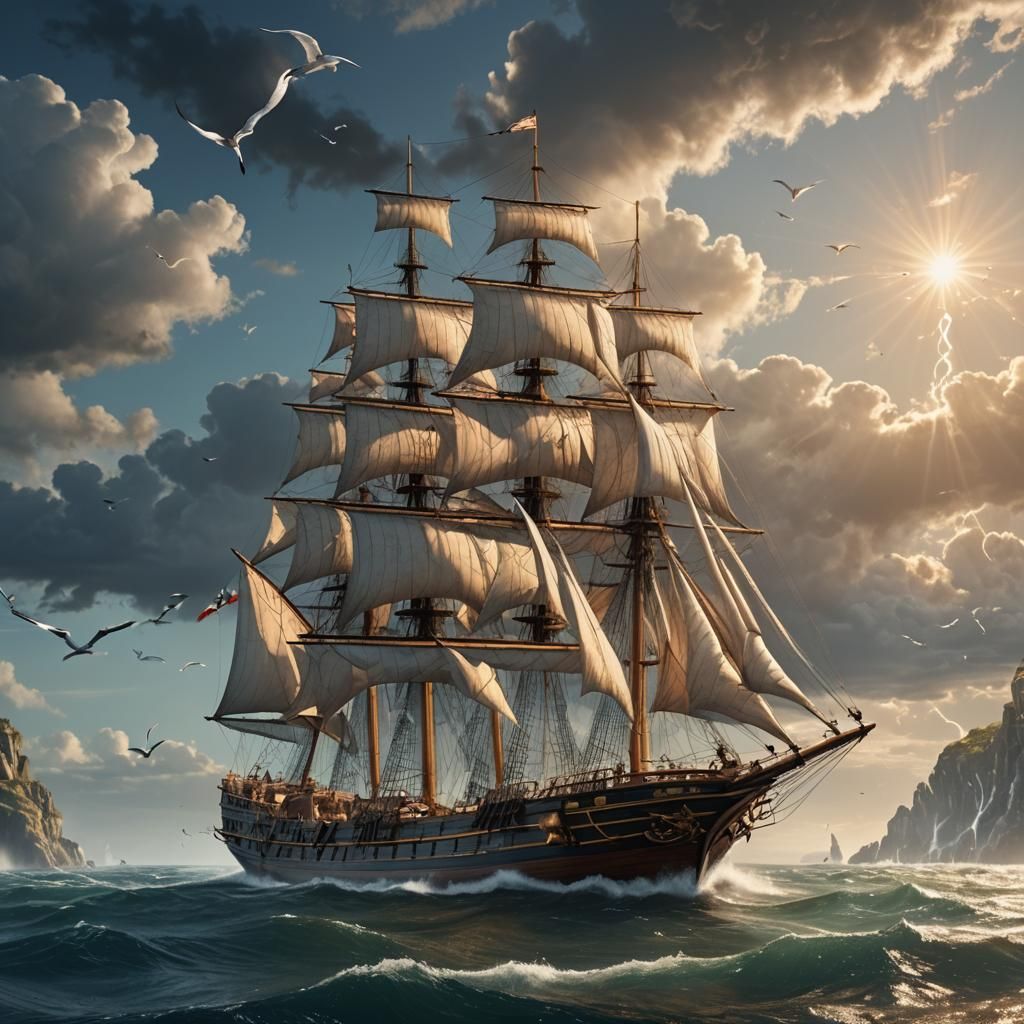 Tall Ship Sailing: Tim Burton Art Style