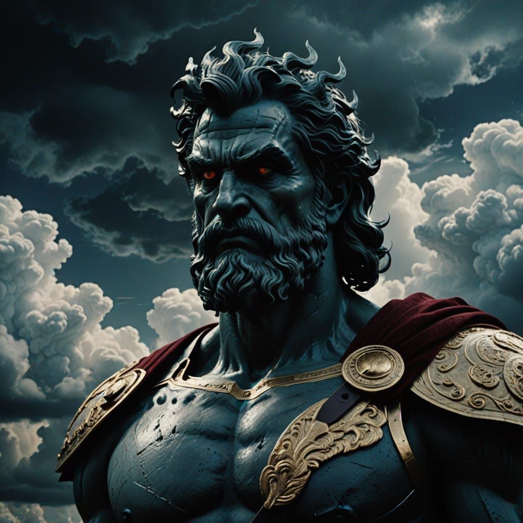 Cronus, Greek Titan of Time, Amidst Swirling Clouds of Time