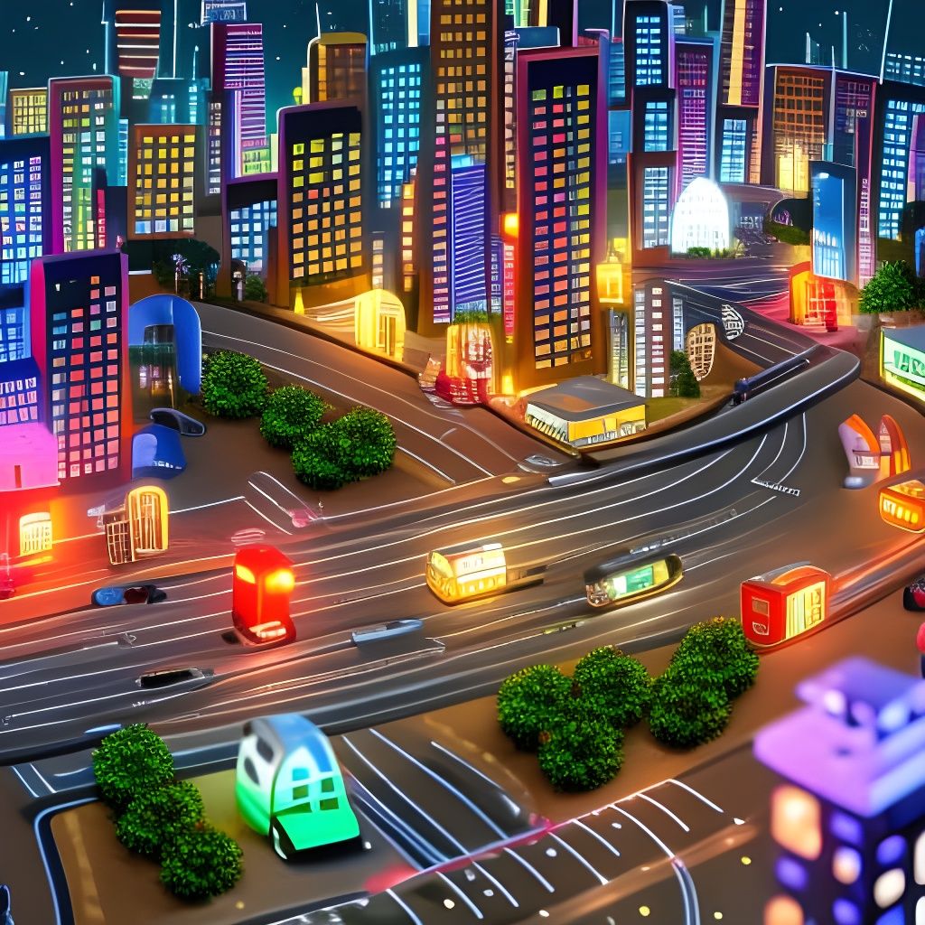 Miniature retrofuturistic city