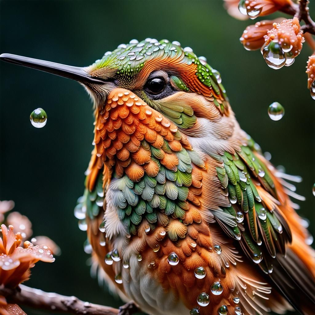 Macro Closeup of Rufous Hummingbird
