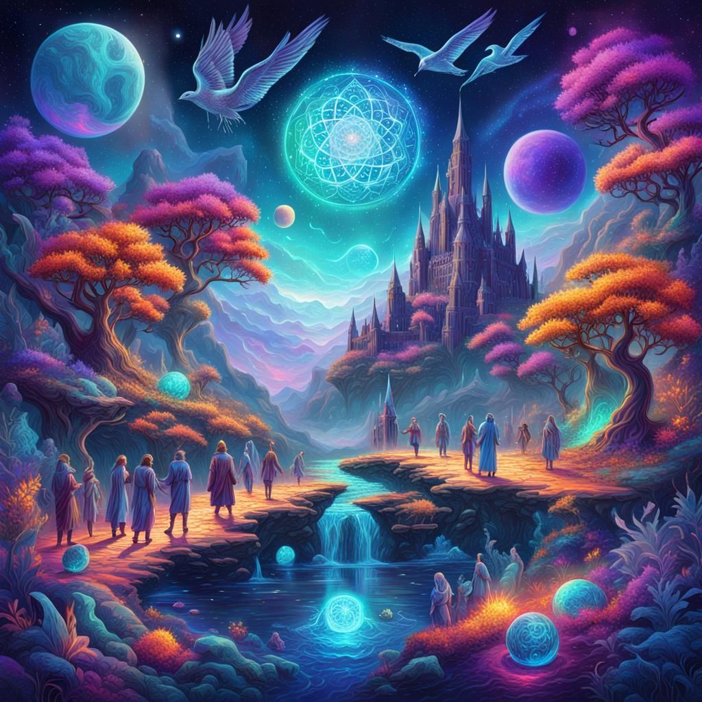 Vibrant Magic School with Mystical Creatures