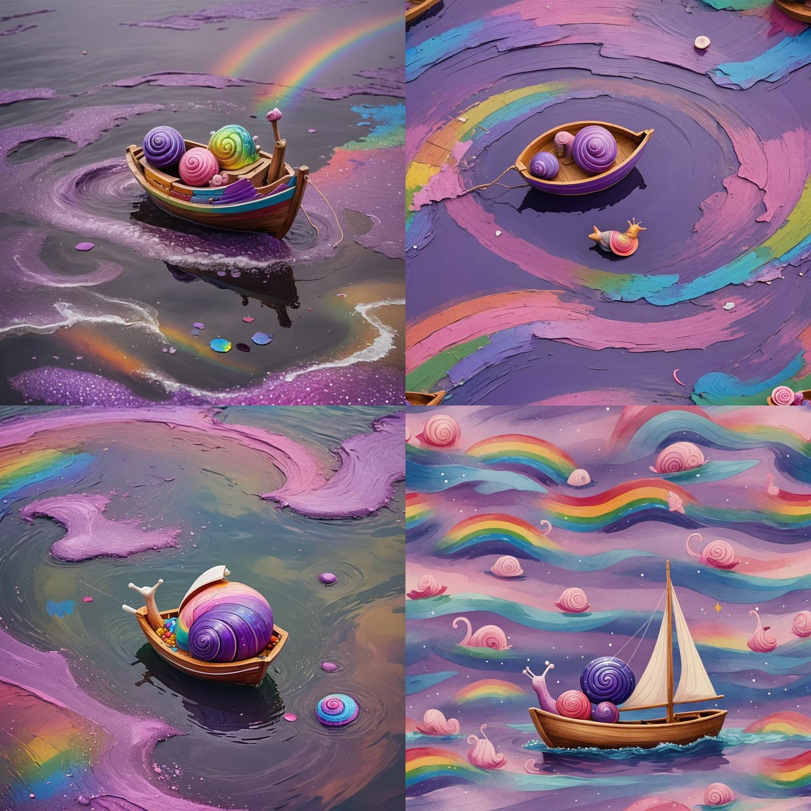 Rainbow Sea Voyage of a Snail in a Wooden Boat