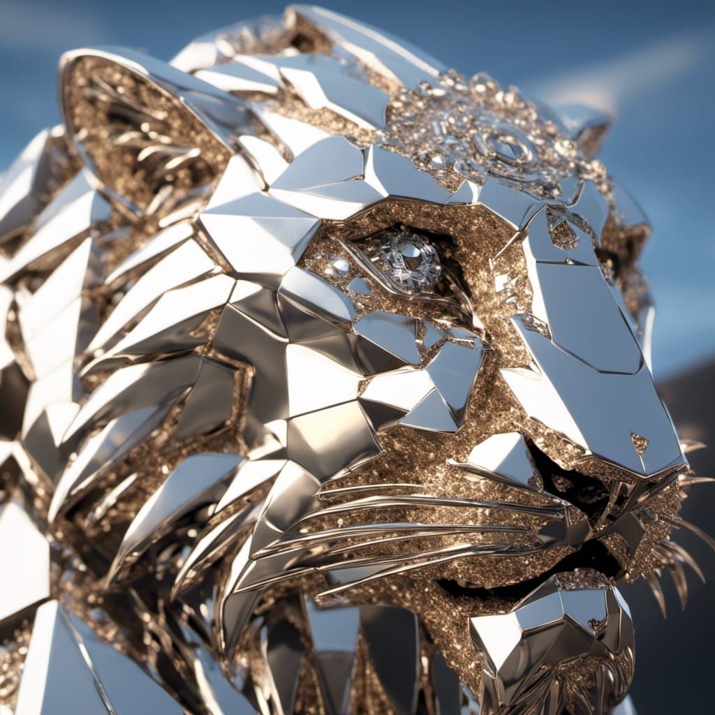 Diamond Lion with Sparkling Diamond Dust Mane