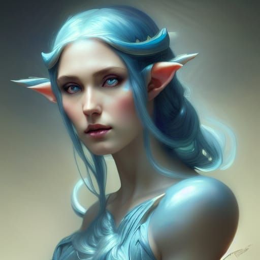 Ice Elf Portrait in Hyperdetailed Style