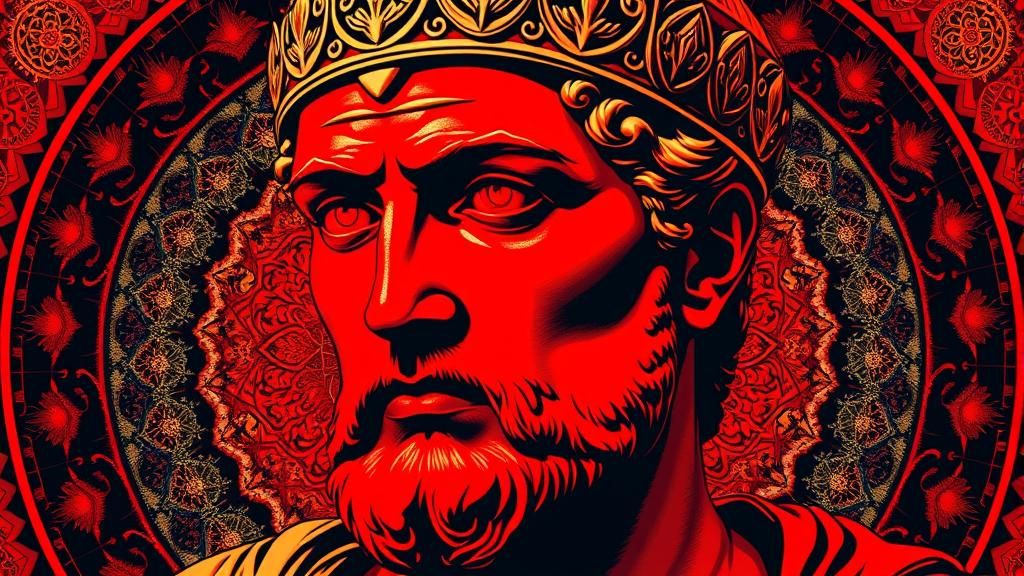 Psychedelic Art Nouveau Portrait of Julius Caesar