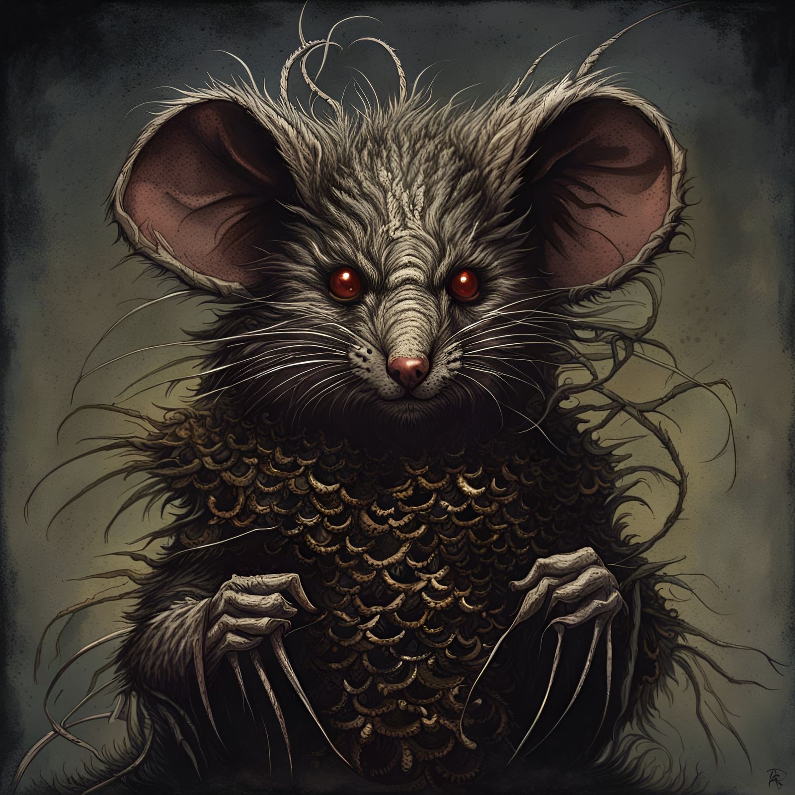 Sinister Dark Mouse, Detailed Horror Image