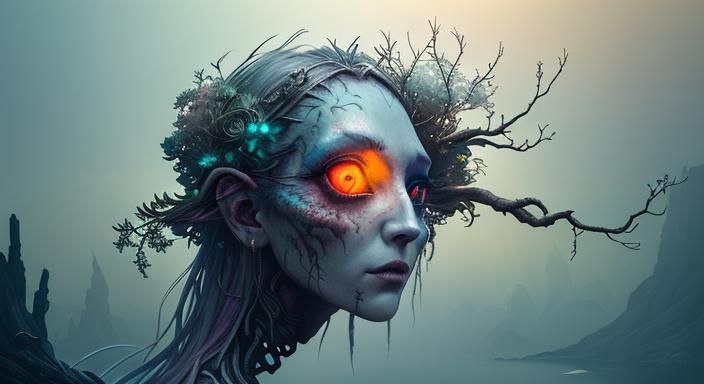 Cyberpunk Freight Liner with Surreal Creature Concept