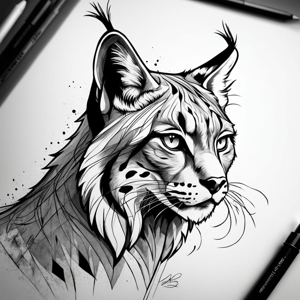 Minimalist Lynx Sketch: Bold Lines, Elegant Form