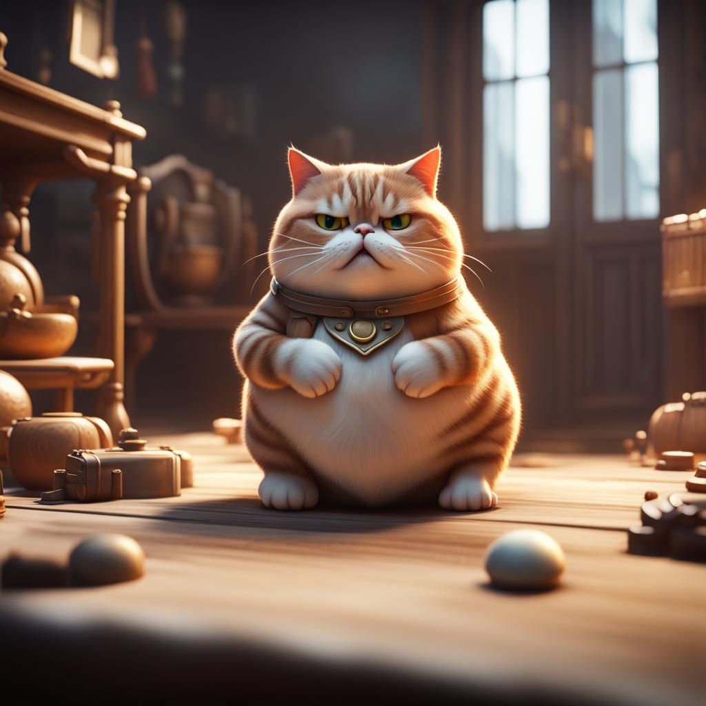 Super Fat Cat in 3D Cinematic Style