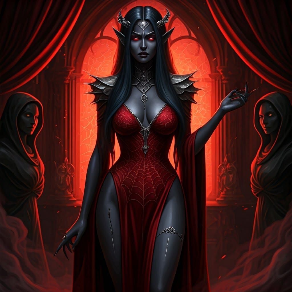 Dark Fantasy Portrait of a Youthful Drow Lady