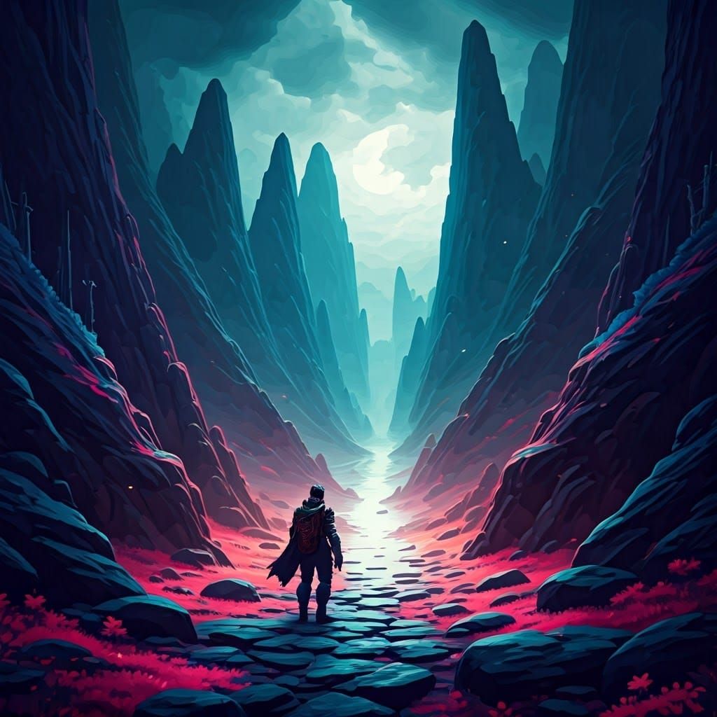 Fantasy Guardian in Dreamlike Landscape