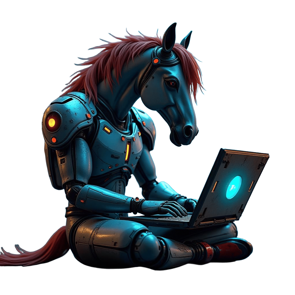 Mustang Horse Coding: Cartoon Sci-Fi Scene