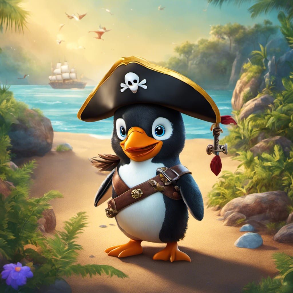 Cute penguin pirate
