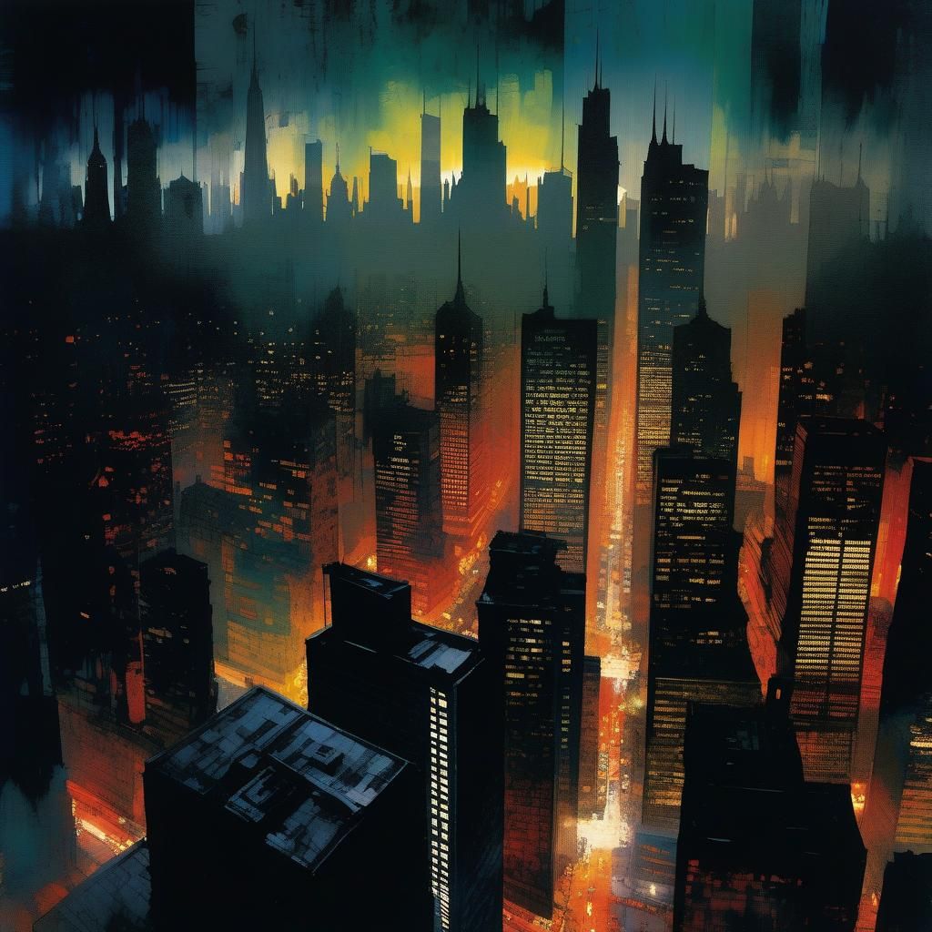 Aerial View of a Dark Metropolitan Cityscape