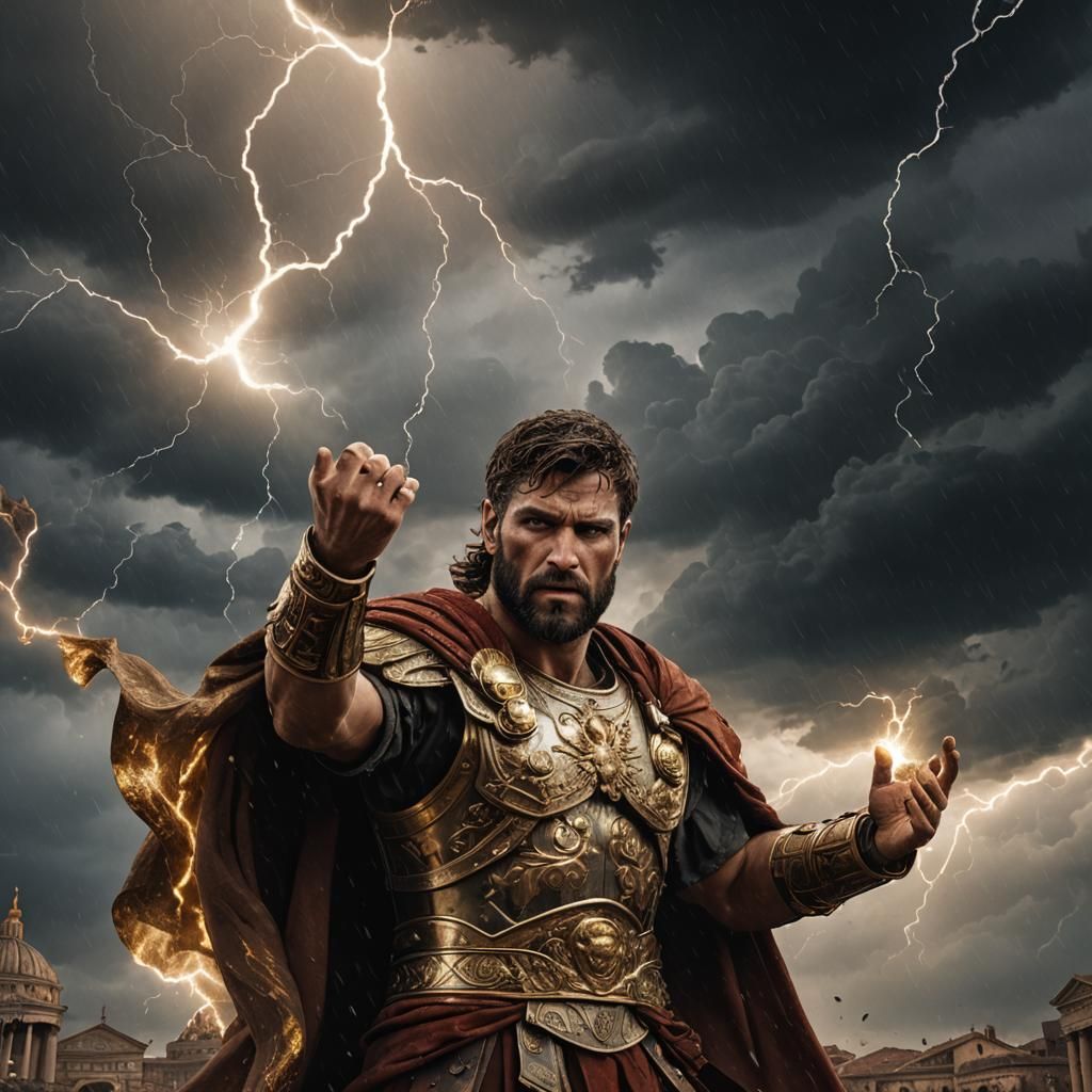 Roman God of Thunder Portrait in Matte Painting Style