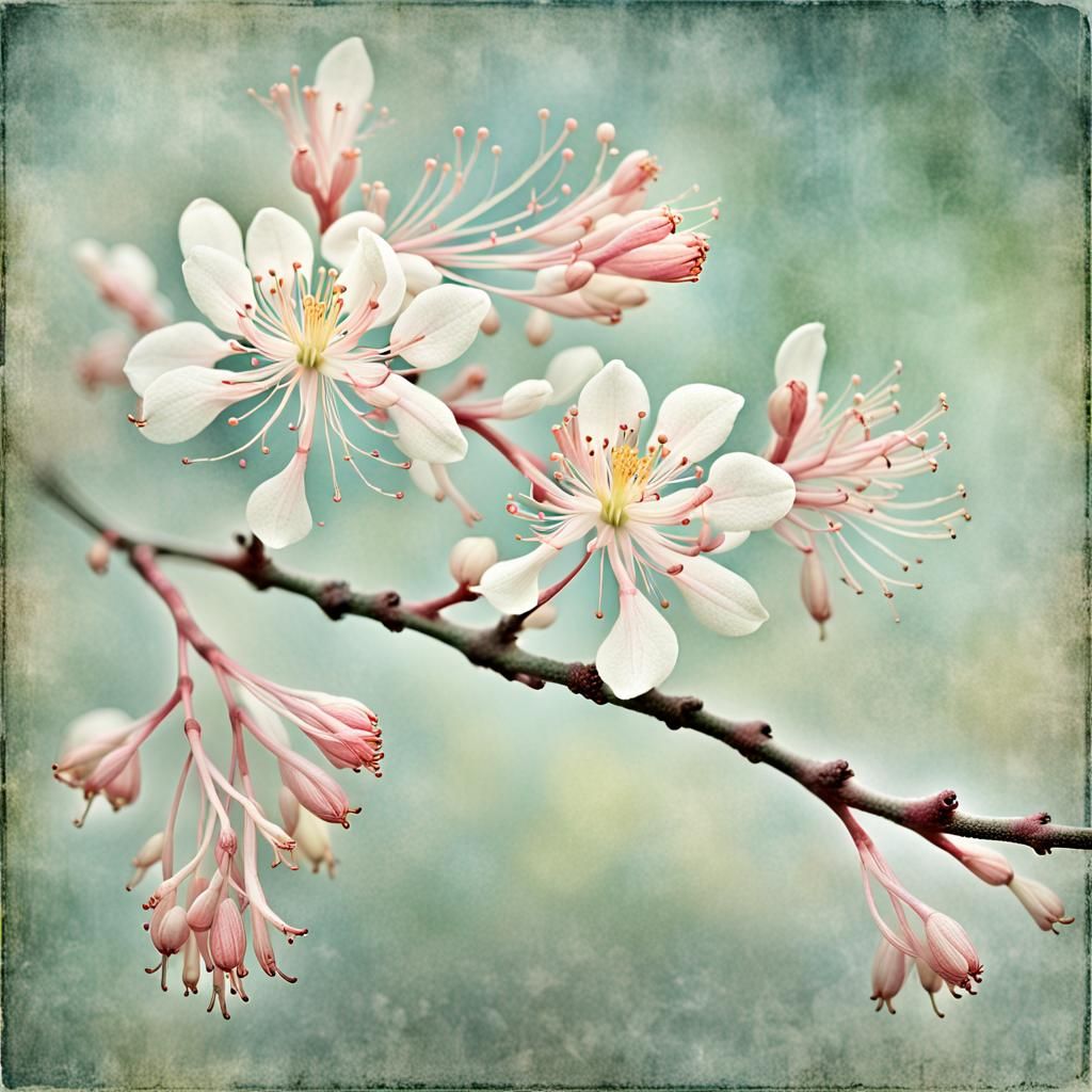 Winter Honeysuckle in Bloom: Intricate Pastel Close-up