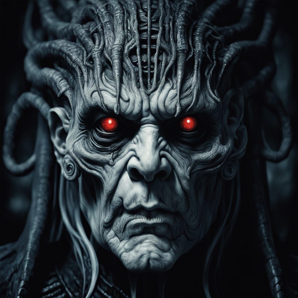 Lovecraftian Elder God in Crimson Court: Dark Fantasy Art