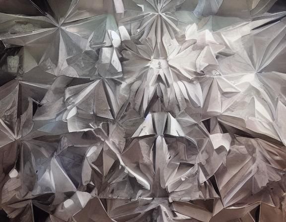 Intricate Origami Paper Art in Muted Colors