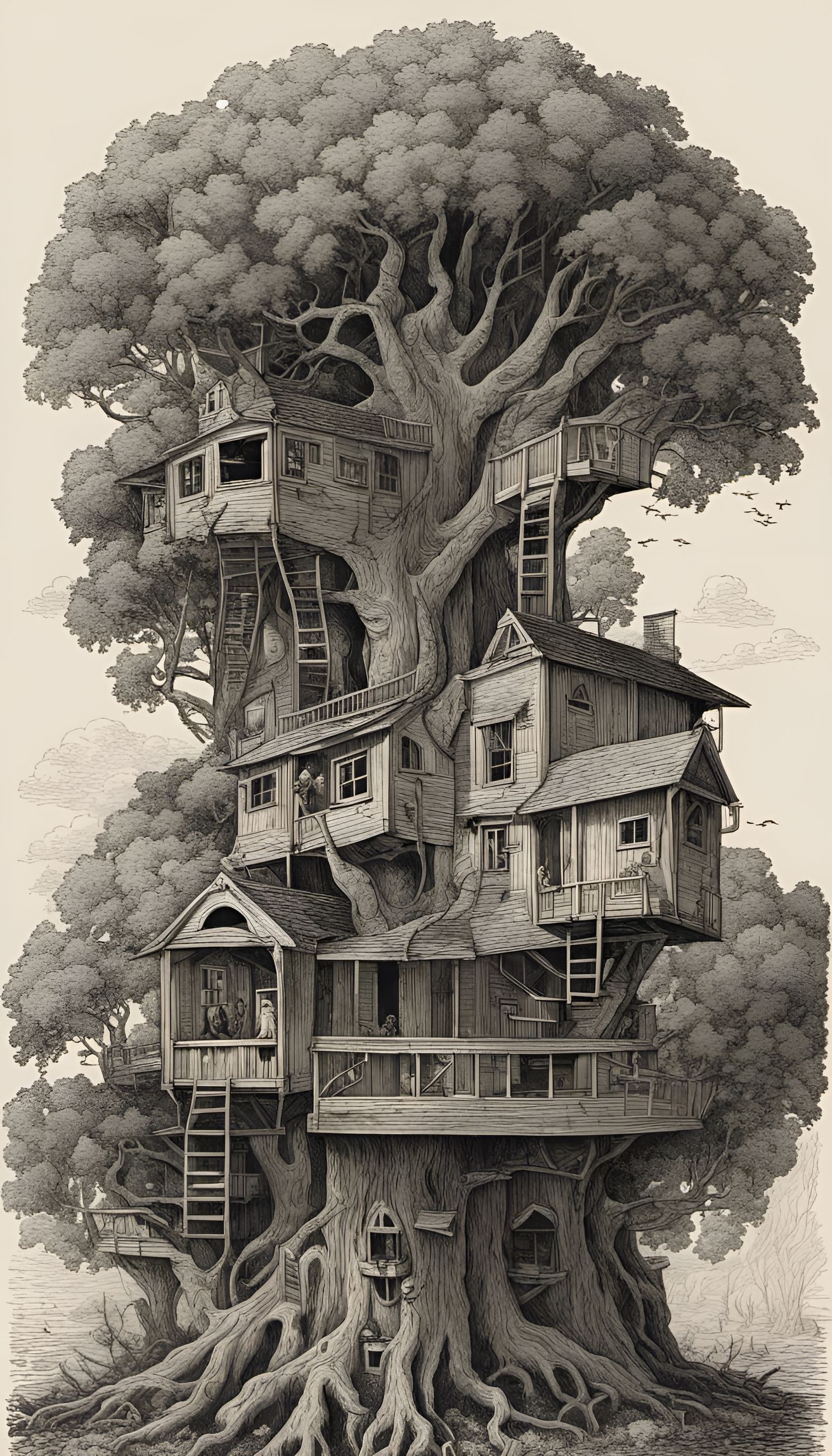 Eldritch Treehouse in Giant Sycamore Tree