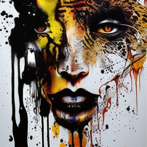 Eldritch Tiger: Liquid Ink Horror Masterpiece