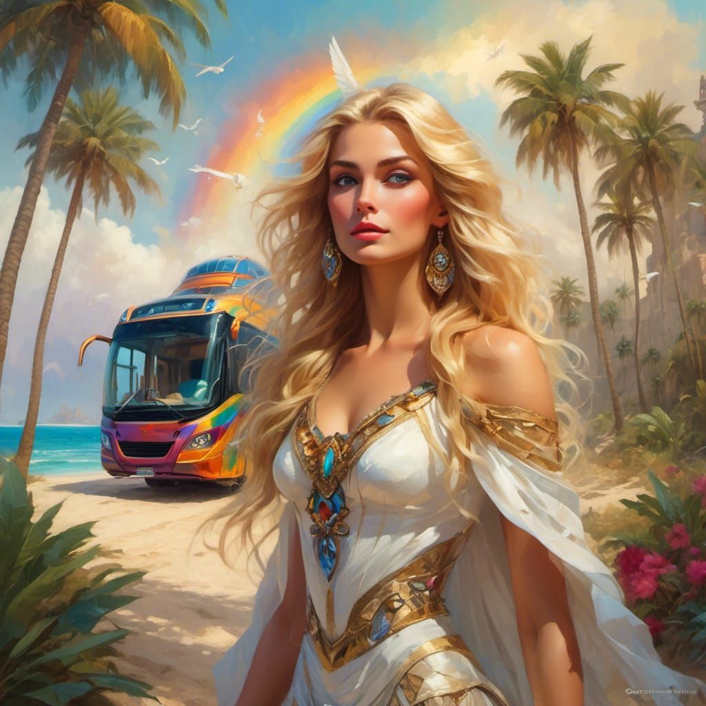 Goddess She Ra, holidays with her magical🌈luxury bus