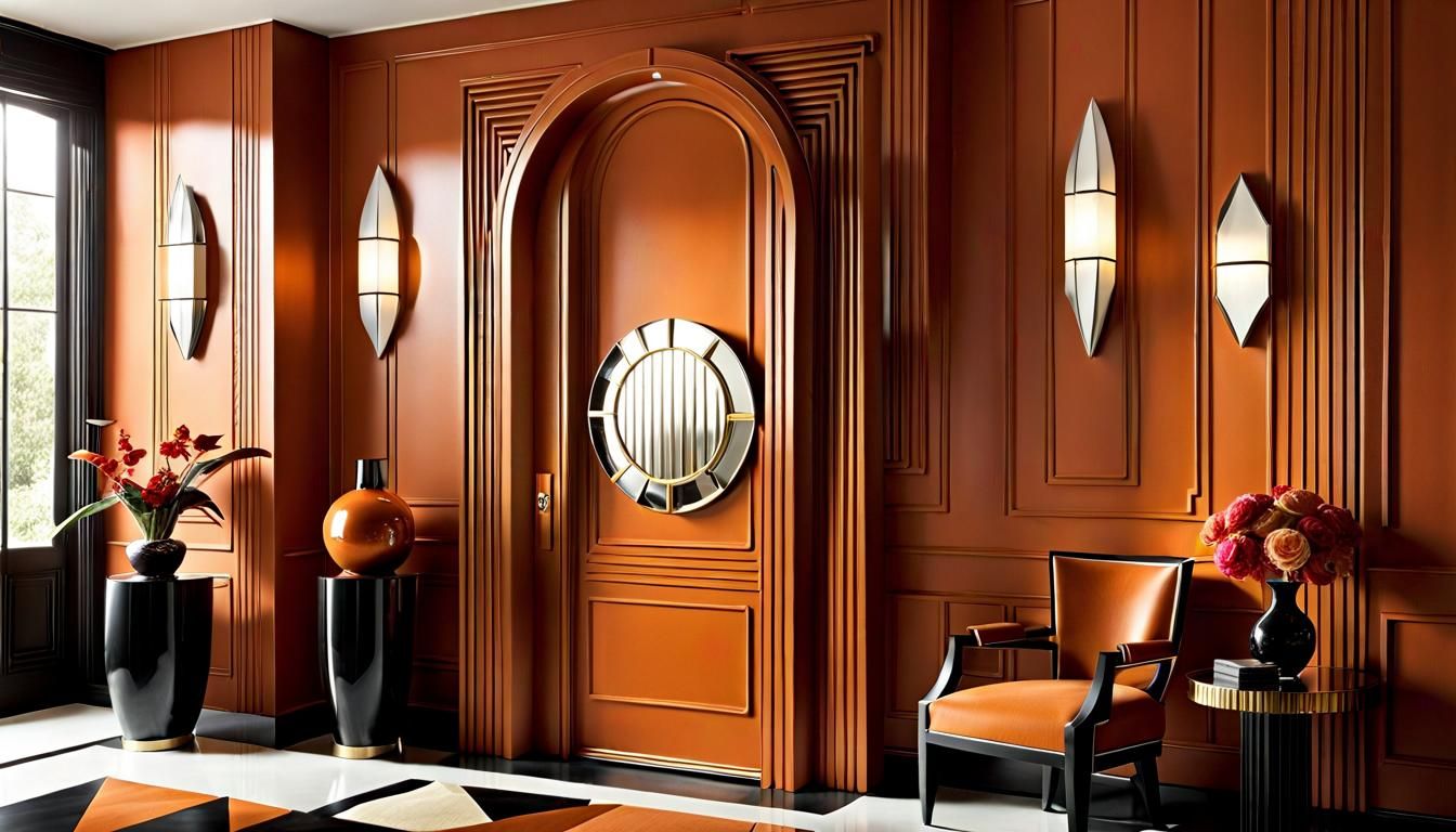 Monochromatic Art Deco Living Space With Geometric Forms