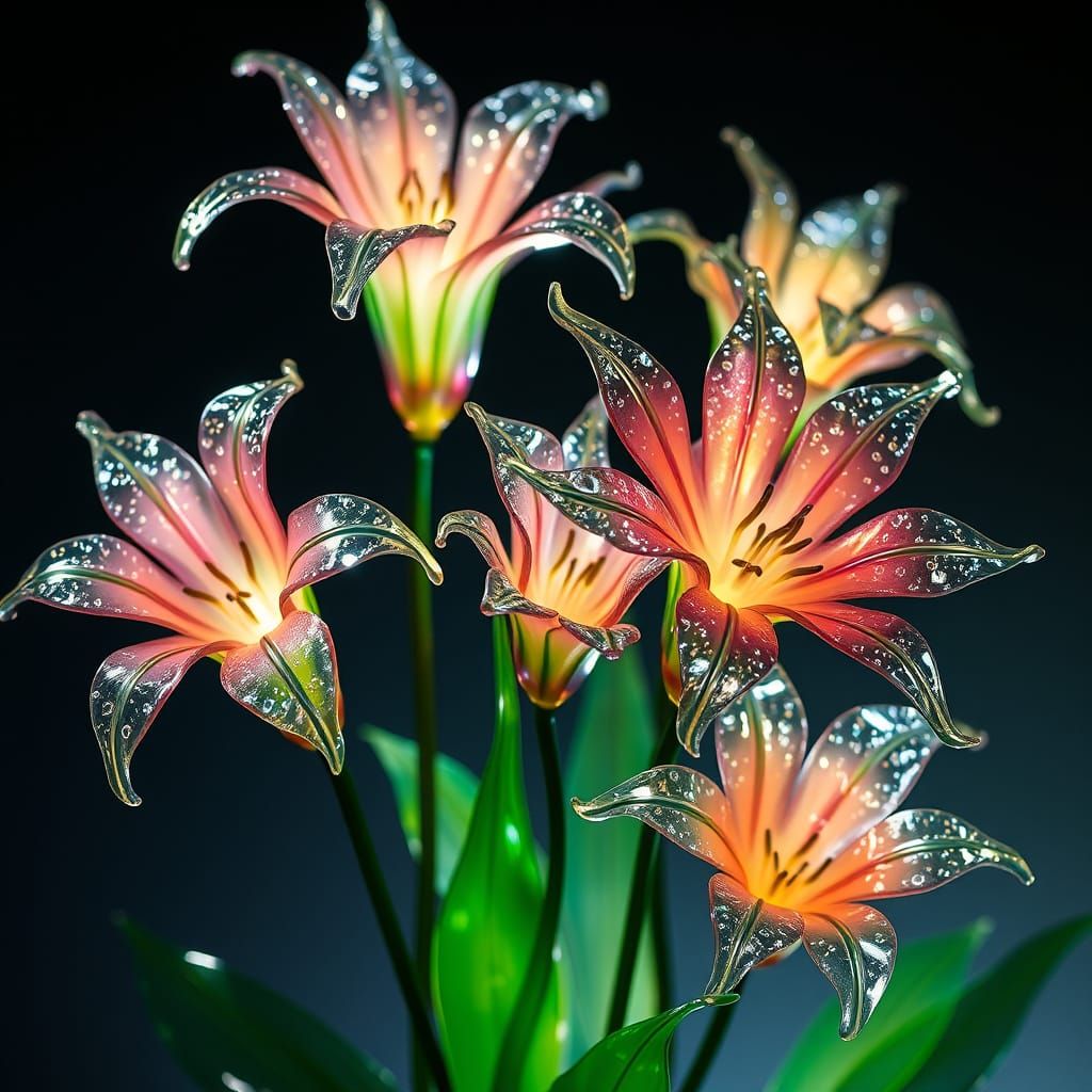 Crystal Glass Flowers in Ethereal Light