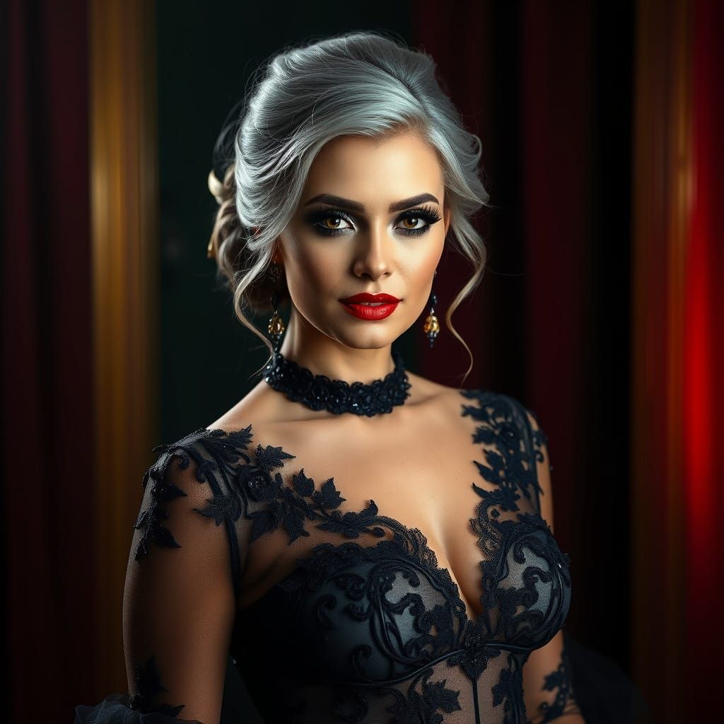 Luxurious Woman in Opulent Evening Gown