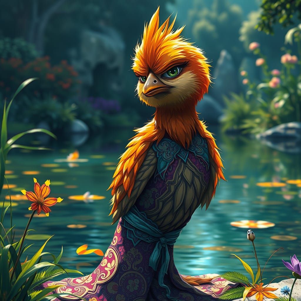 Disgruntled Chick in Alcohol Ink Splatter Style