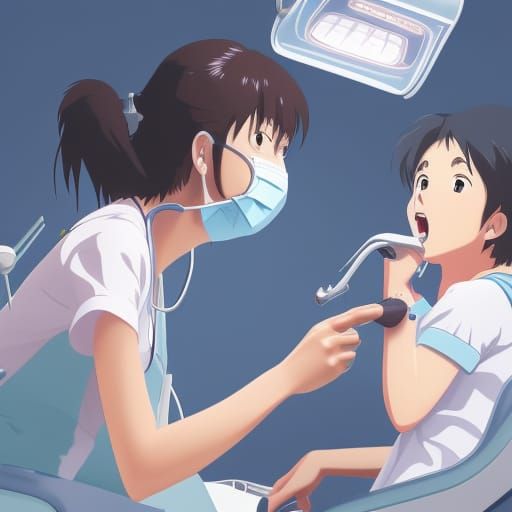 Dentist Treats Girl's Cavity in Anime Style