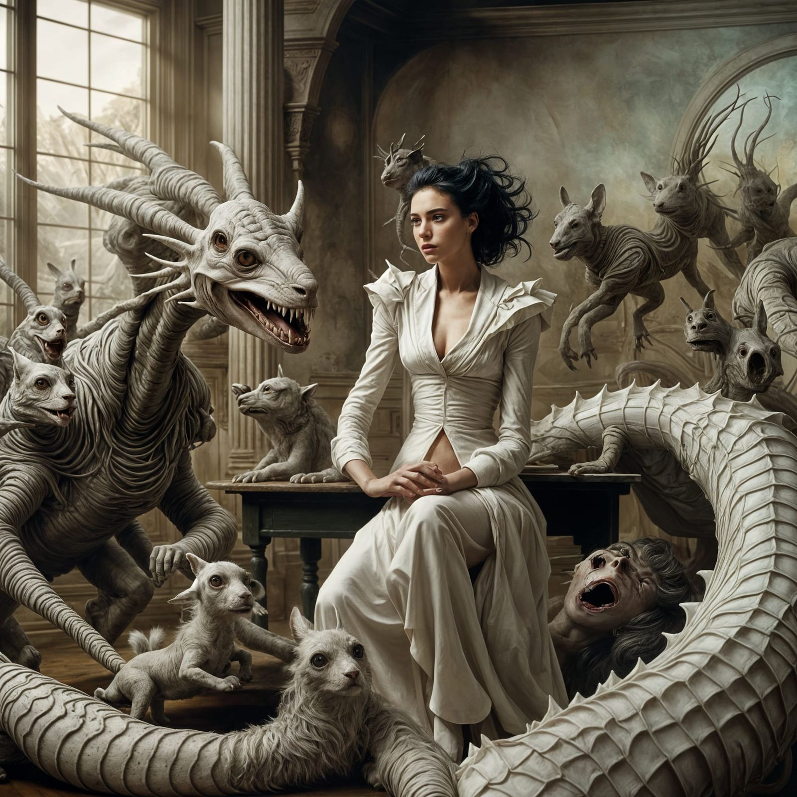 Surreal Portraits in a Pristine Laboratory, Matte Painting