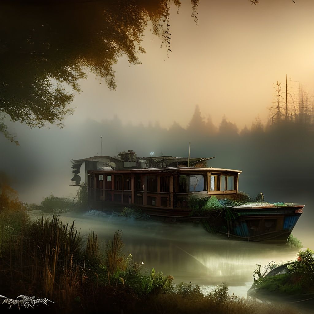 Post-Apocalyptic River Boat in Overgrown Wonderland