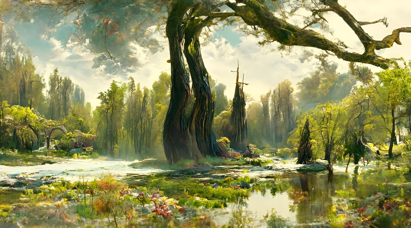 Lush Willow Canopy Oil Painting Landscape