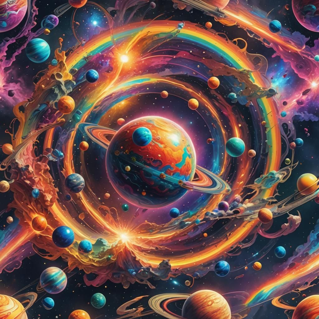 Planets Colliding in Rainbow Cosmos: New Worlds