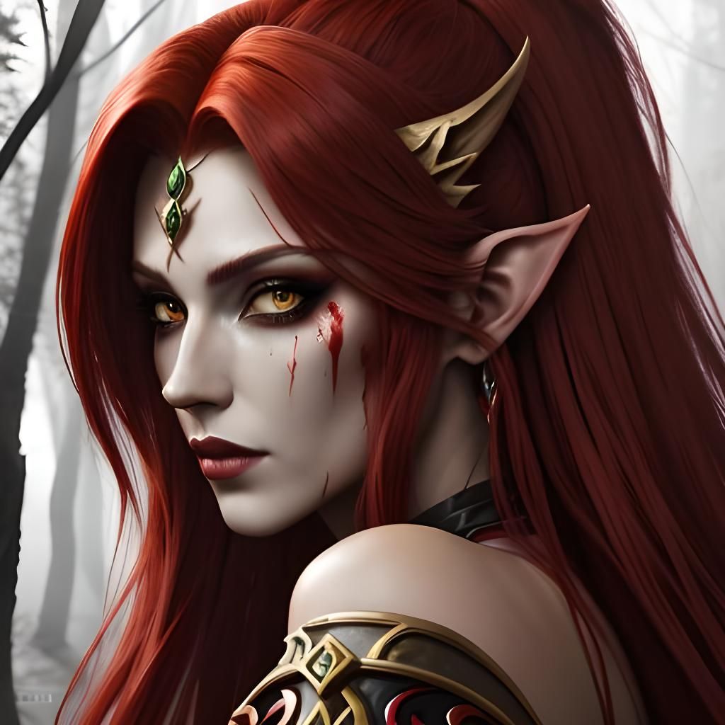 Blood Elf Portrait in Graffiti Art Style