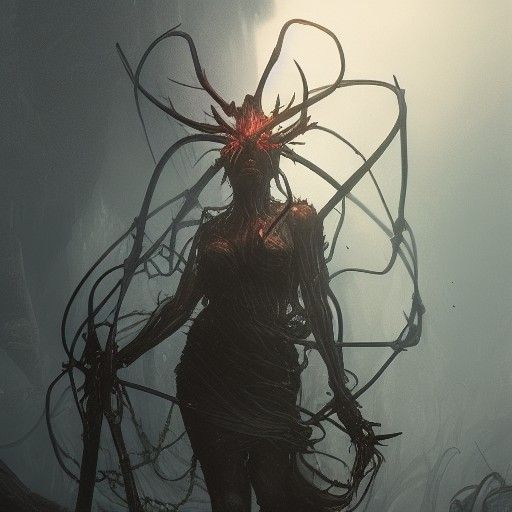 Barbed Wire Demon in Dark Fantasy Style