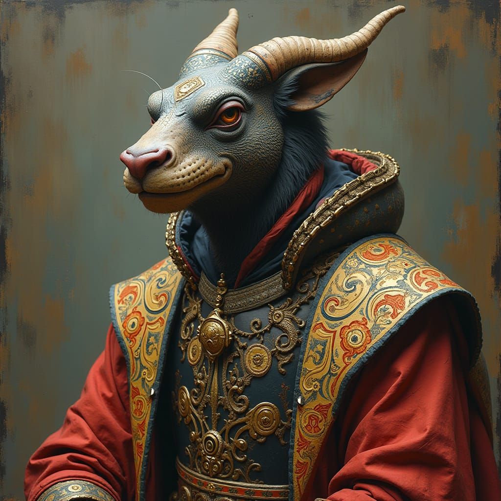 Nimrod Portrait with Digital Glitch in Impasto Oil Style