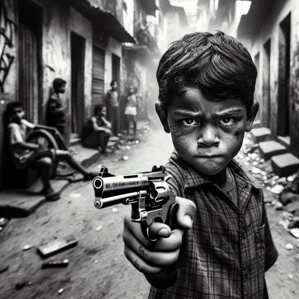 Intense Brazilian Youth in Favela Alleyway
