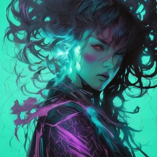 Vaporwave World Tree Crowned by Lightning