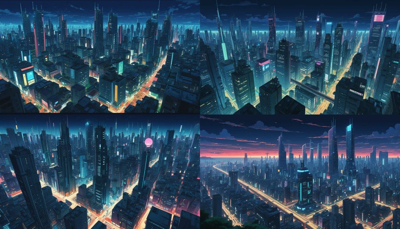 Neon Synthwave Cityscape with Flying Cars
