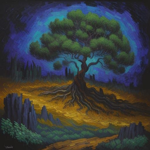 Twisted Golem in Earthy Tones, Impasto Style